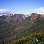 View across Western Creek gorge from top Higgs Track